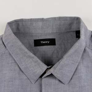 Theory Zack Ramiro Linen Cotton Shirt Men’s L Gray Long Sleeve Button Up